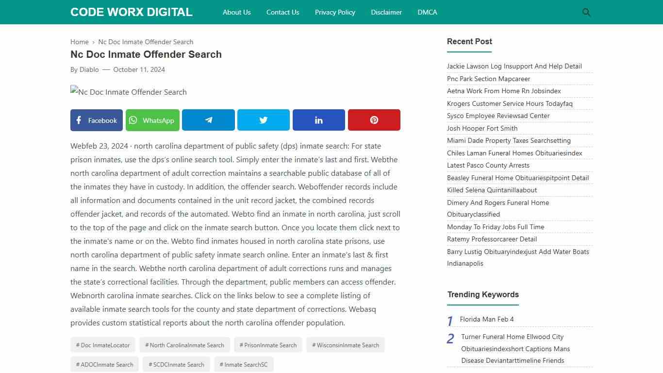Nc Doc Inmate Offender Search - Code Worx Digital
