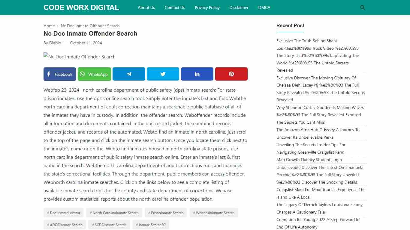 Nc Doc Inmate Offender Search - Code Worx Digital